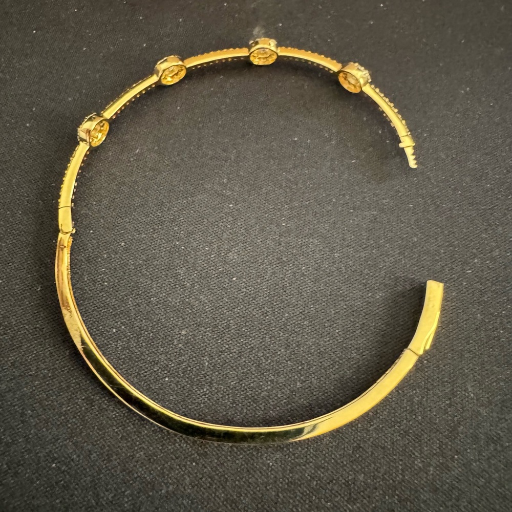 Elegant Gold  Bracelet with Sparkling Round Diamonique Crystal Round Accents - Picture 5 of 13